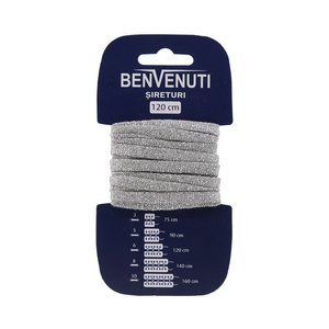 Șiret plat necerat Benvenuti argintiu 97si120pnblag