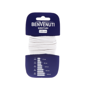 Șiret rotund mediu Benvenuti alb din bumbac 97si120rnba