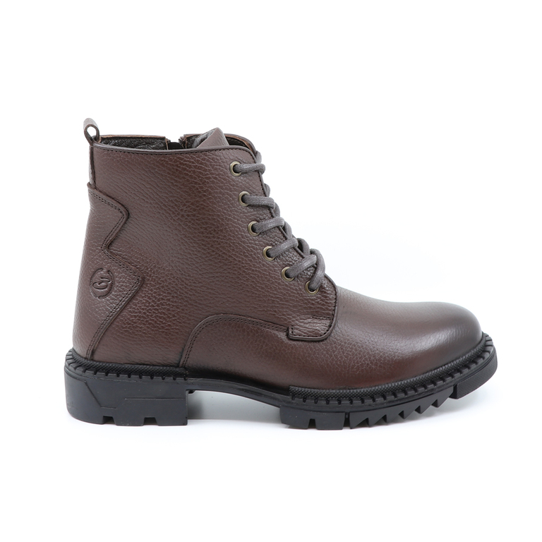 Benvenuti men boots in brown leather 2122BG30007M