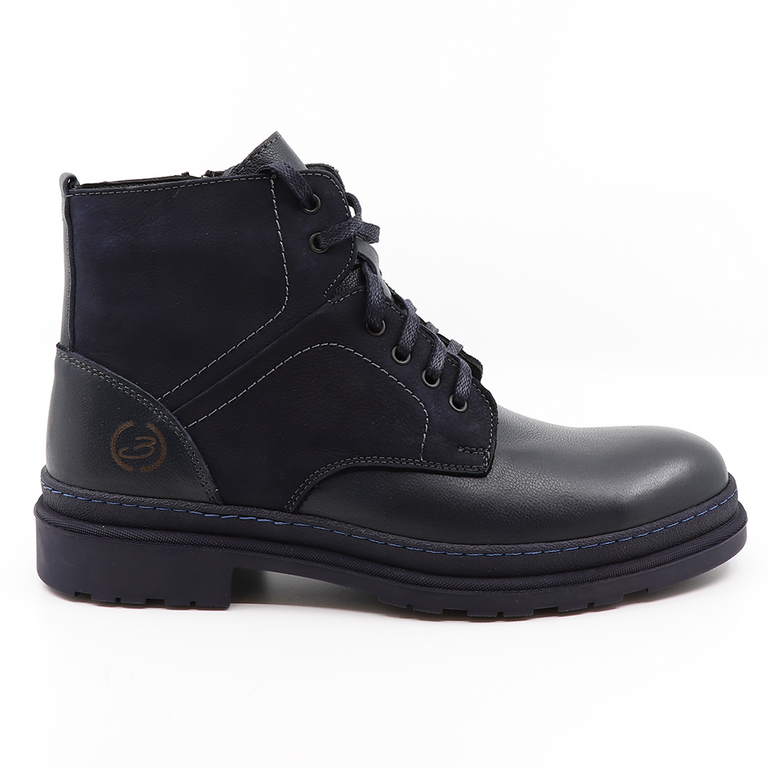 Benvenuti men boots in navy leather 1372BG441351BL