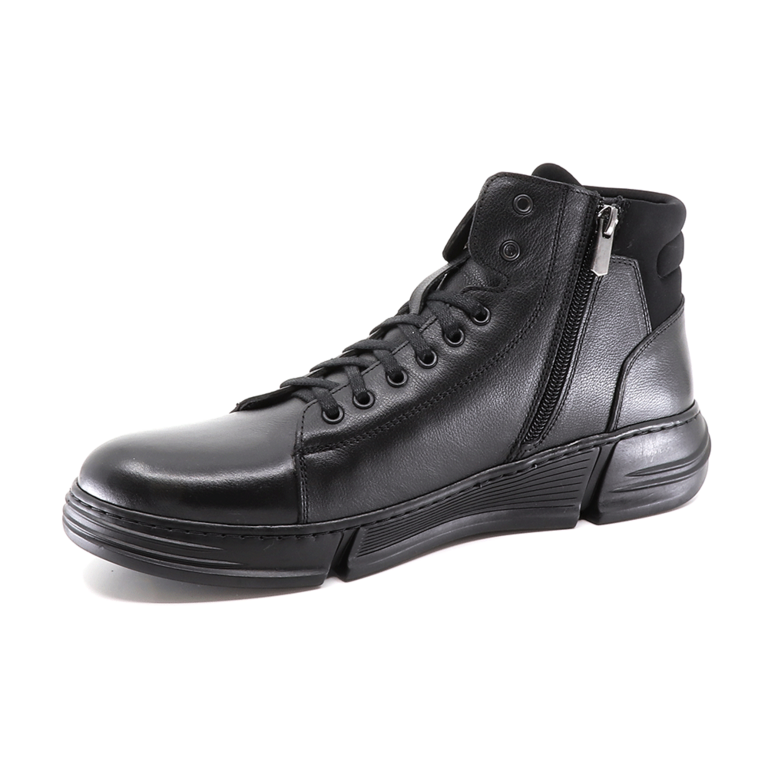 Benvenuti men boots in black leather 1372BG115175N