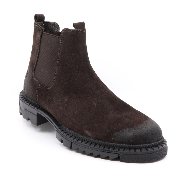 Benvenuti men boots in brown suede leather 2122BG30001VM