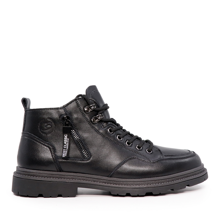 Benvenuti men low cut boots in black leather 3854BG204N 
