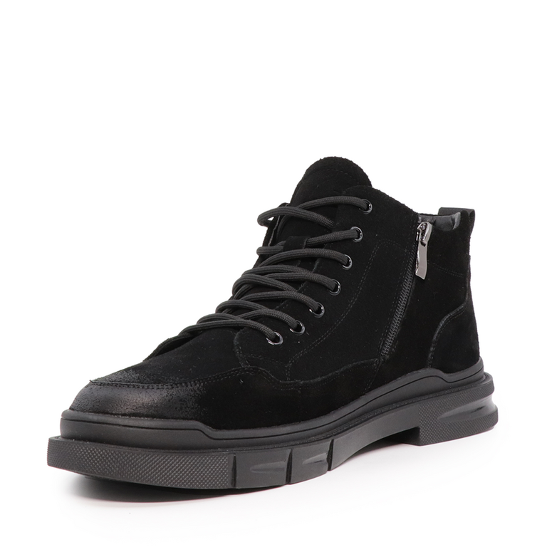 Benvenuti men low cut boots in black suede leather 3854BG203VN 