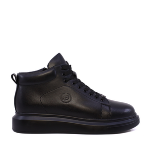Sneakers high top bărbați  Benvenuti negre din piele  3850BG710N