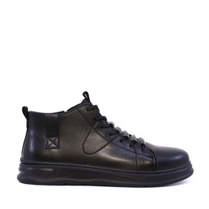 Sneakers high top bărbați Benvenuti negri din piele  3850BG769N