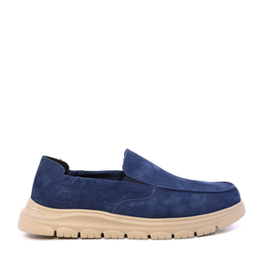 Pantofi tip mocasin bărbați Benvenuti bleumarin din piele întoarsă 3851BM809VBL