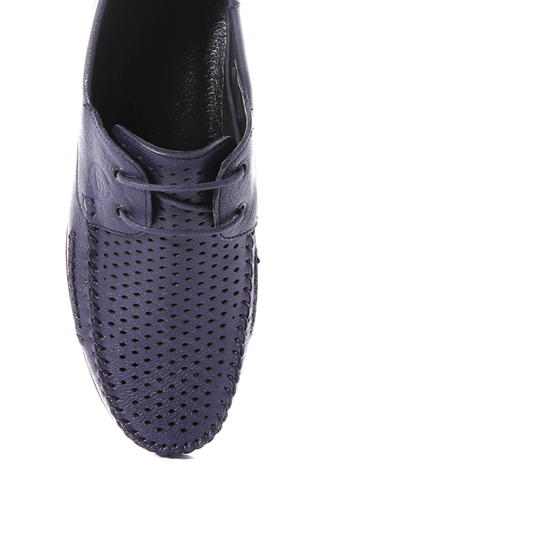 Benvenuti perforated men shoes in navy leather 2121BPF70703BL