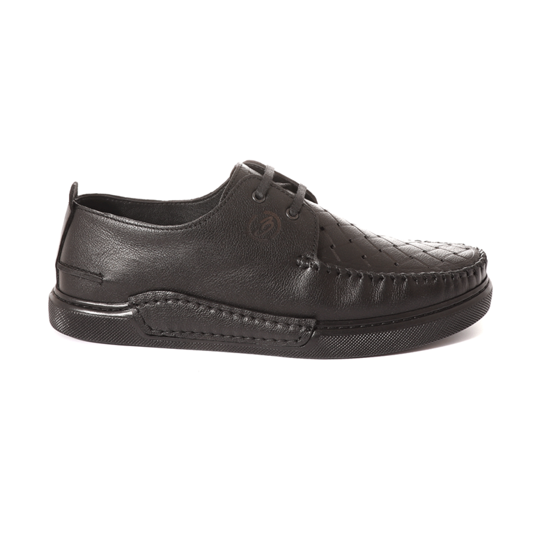 Pantofi bărbați Benvenuti negri din piele cu element decorativ cusut lateral 1371BP51768N