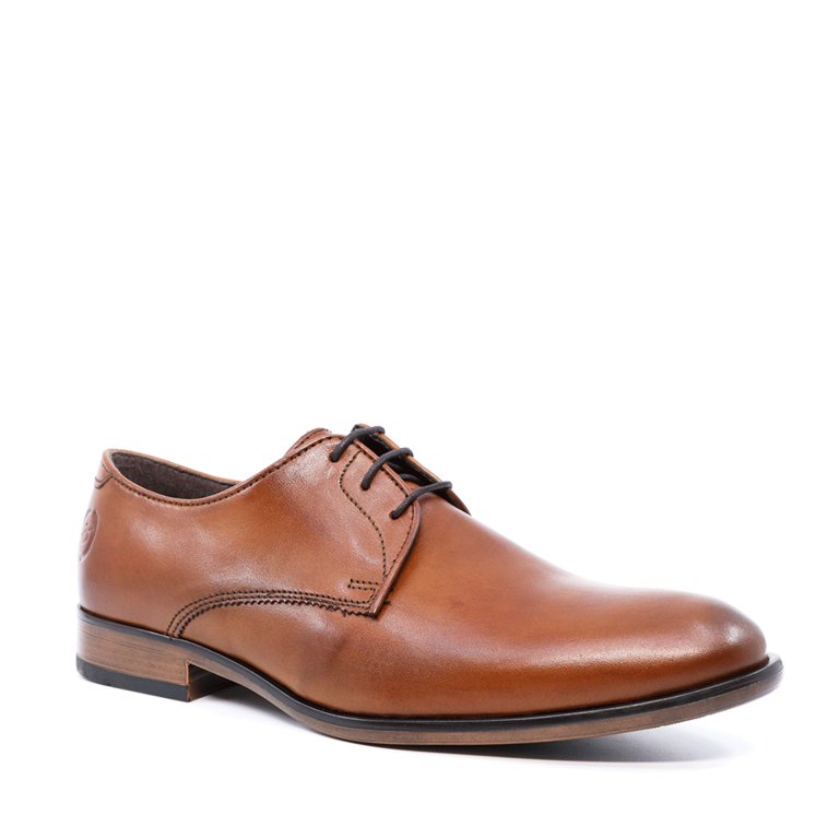 Pantofi derby bărbați Benvenuti maro cognac din piele 715BP3747CO