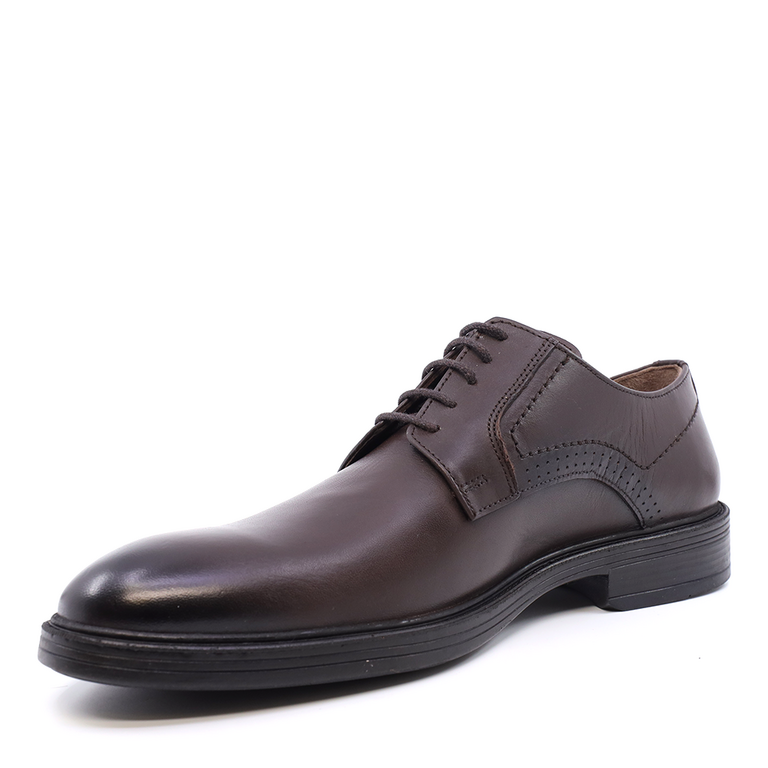Pantofi derby bărbați Benvenuti maro din piele 2125BP49301M