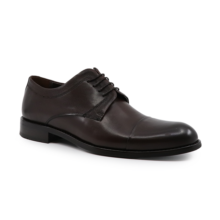 Benvenuti men derby shoes in dark brown leather 3603BP09424TDM