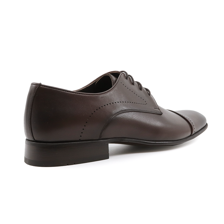 Benvenuti men derby shoes in dark brown leather 3603BP15059TDM