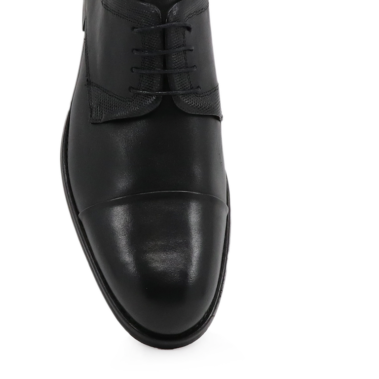 Pantofi derby bărbați Benvenuti negri din piele 3603BP09424N 