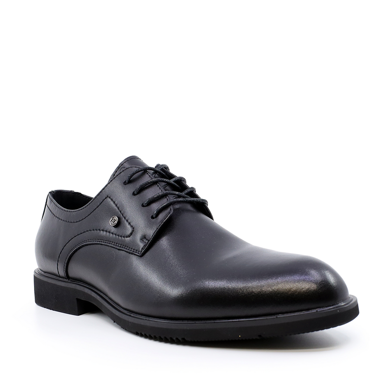 Pantofi derby bărbați Benvenuti negri din piele 3857bp324n