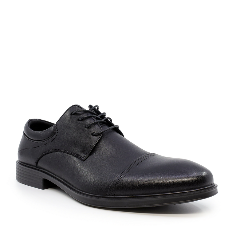 Pantofi derby bărbați Benvenuti negri din piele 3857bp331n
