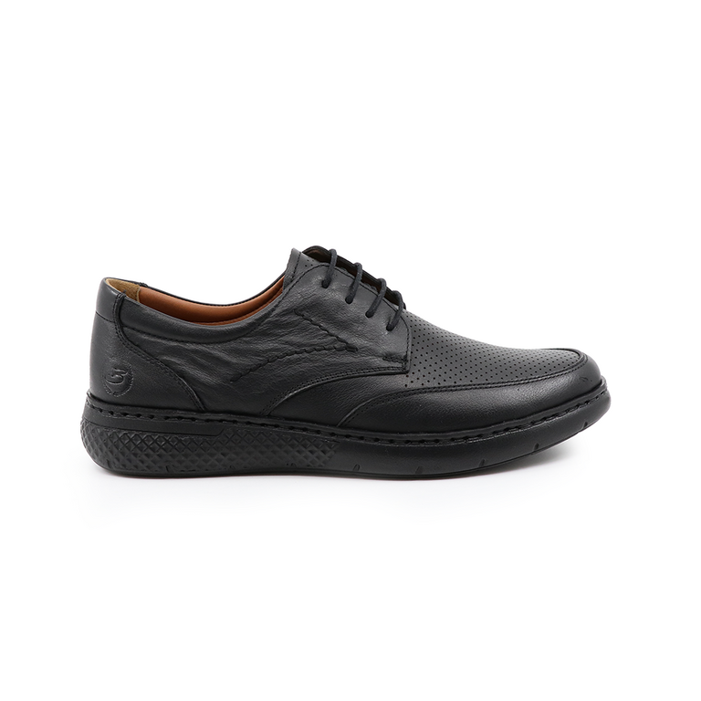 Benvenuti men derby shoes in black soft grain leather 2123BP3640N