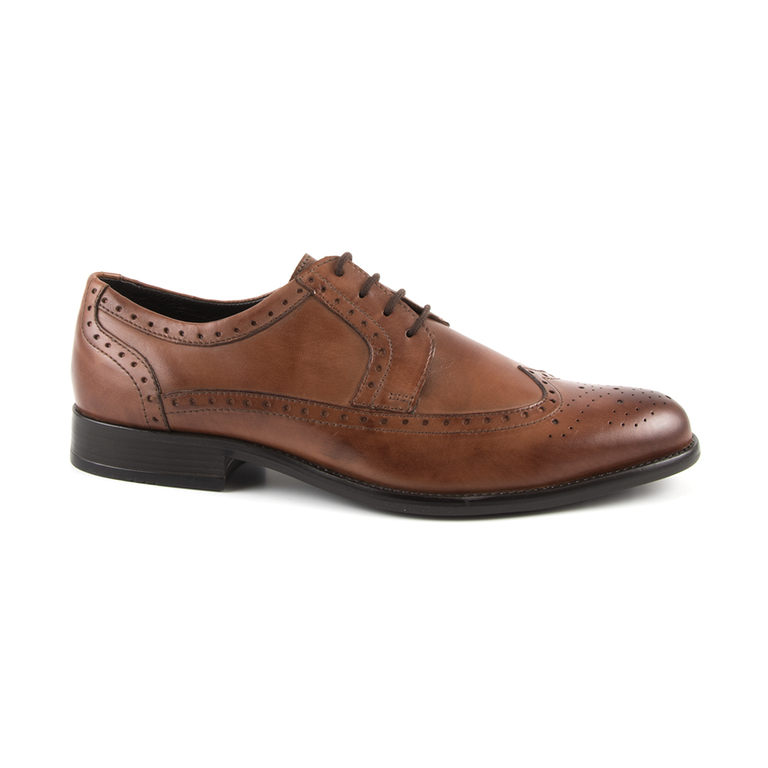 Benvenuti men's brogue derby shoes in brown leather 1100BP27902M