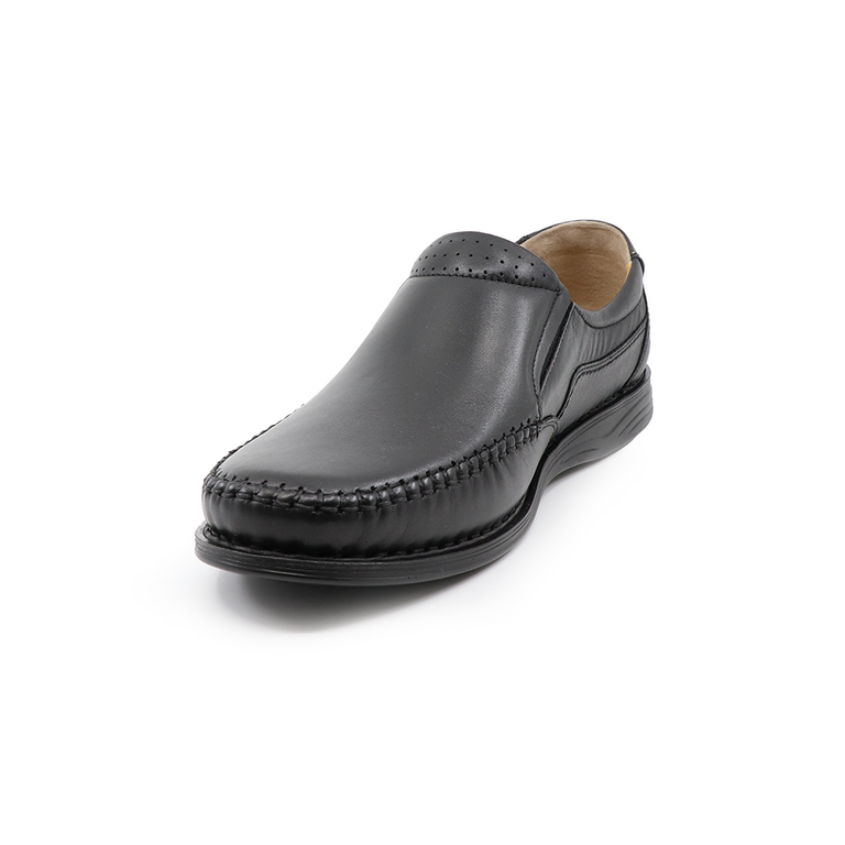 Benvenuti men slip on shoes in black soft grain leather 2123BP5106N