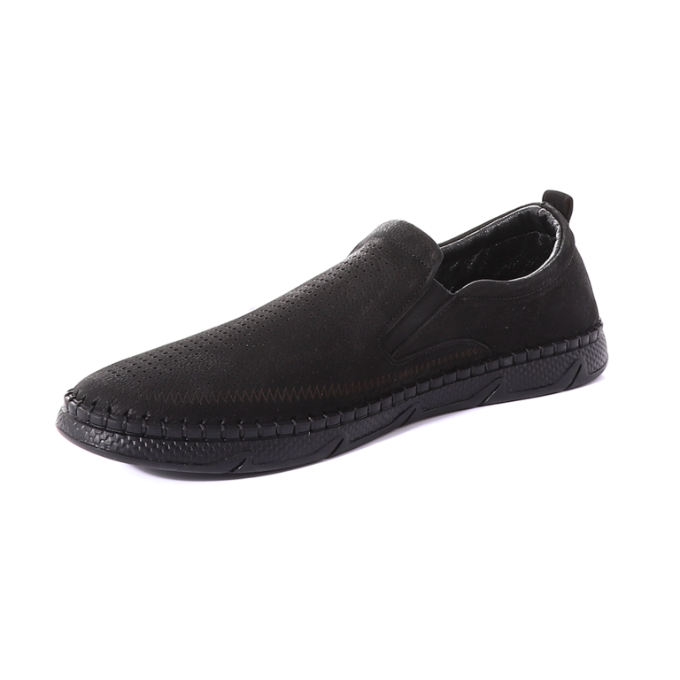 Benvenuti men slip-on shoes in black leather 2121BP34003N