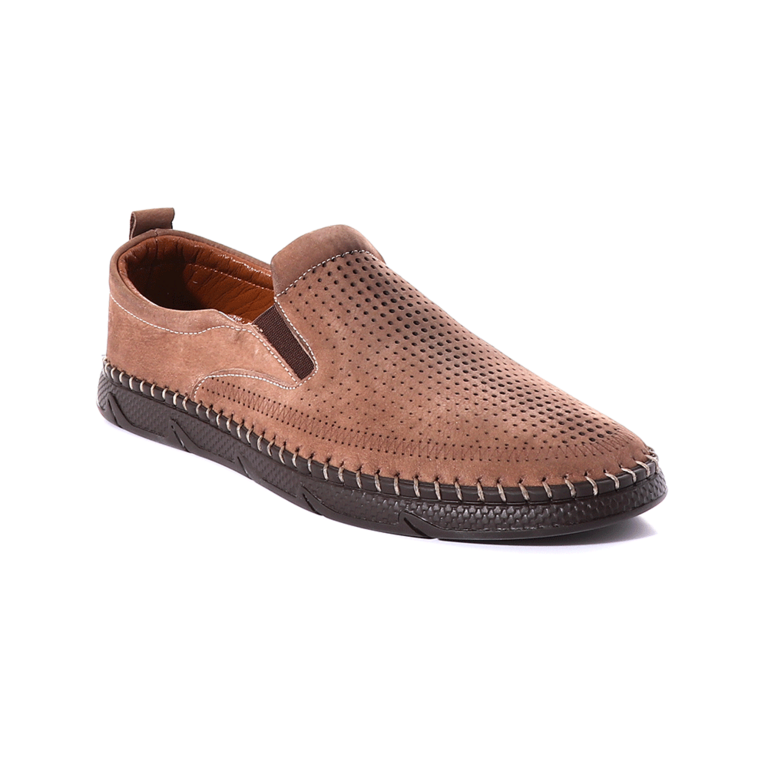 Benvenuti men slip-on shoes in taupe leather 2121BP34003TA