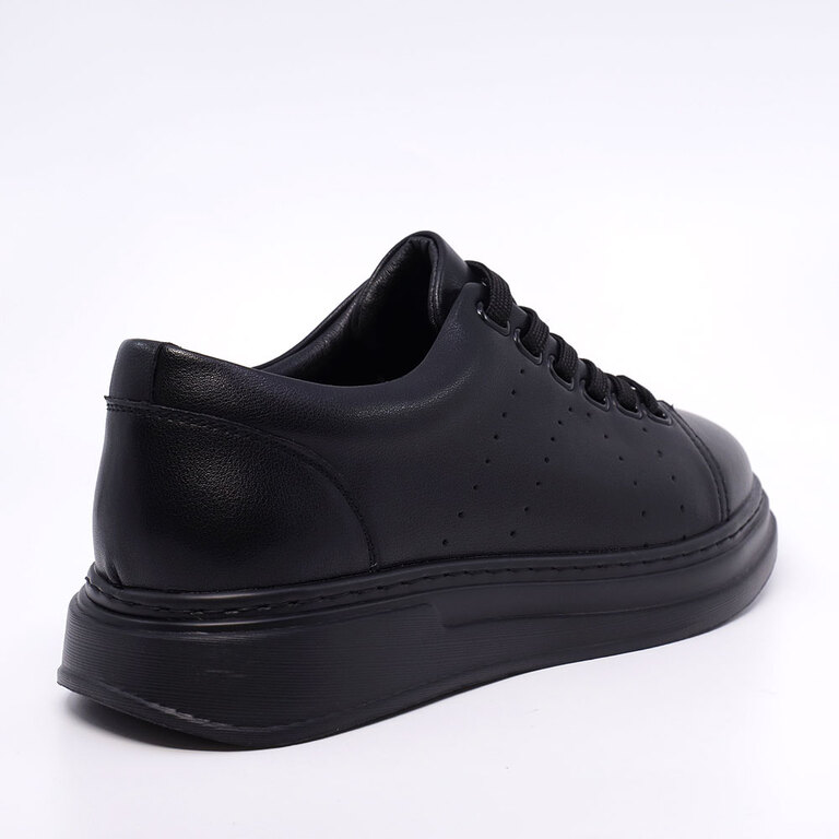 Men's Benvenuti Black Leather Sneakers 3857BP323N