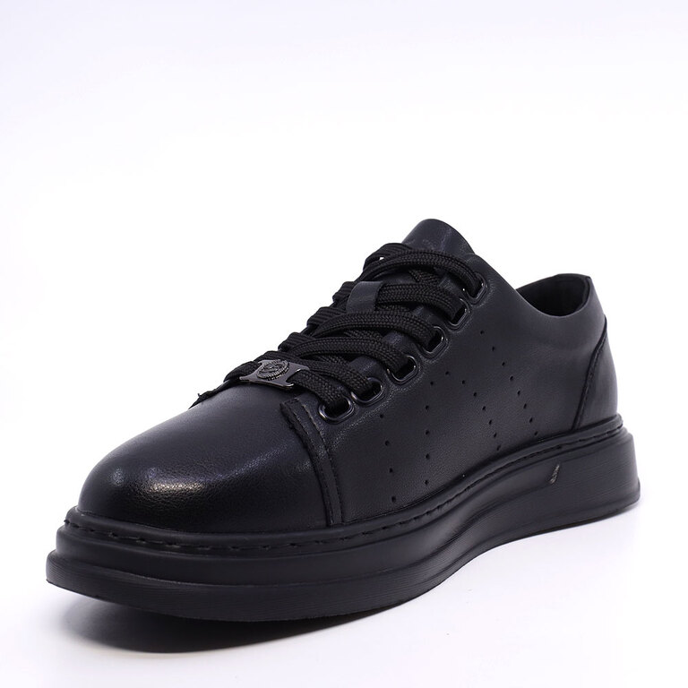Men's Benvenuti Black Leather Sneakers 3857BP323N