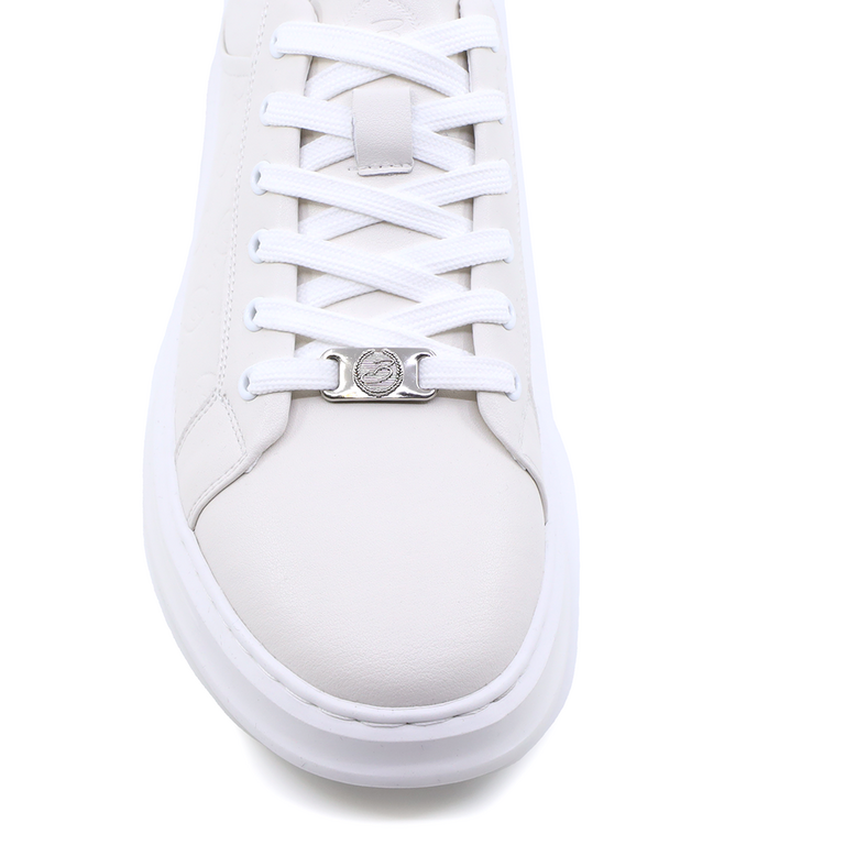 Benvenuti men sneakers in white genuine leather 3855BP30700A