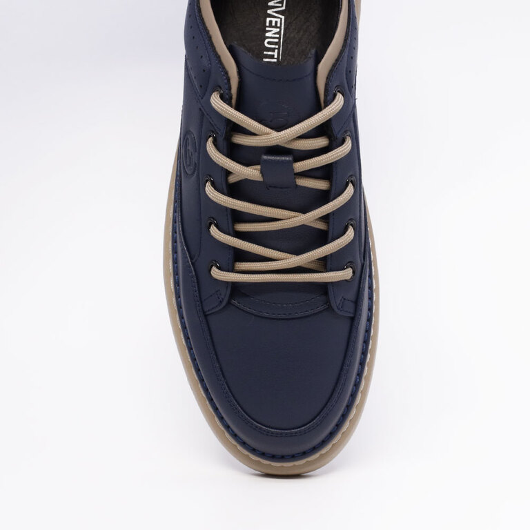 Men's Benvenuti Navy Blue Leather Sneakers 3857BP619BL