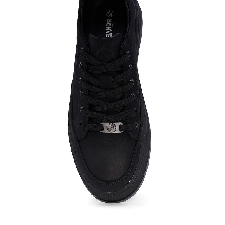 Men's Benvenuti Black Leather Sneakers 3857BP443N