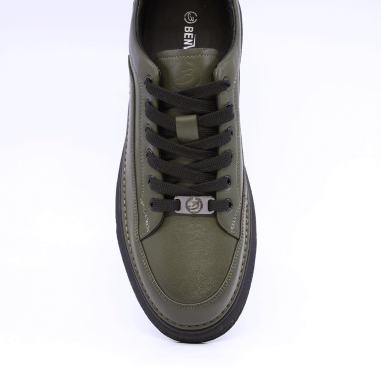 Men's Benvenuti Green Leather Sneakers 3857BP441V