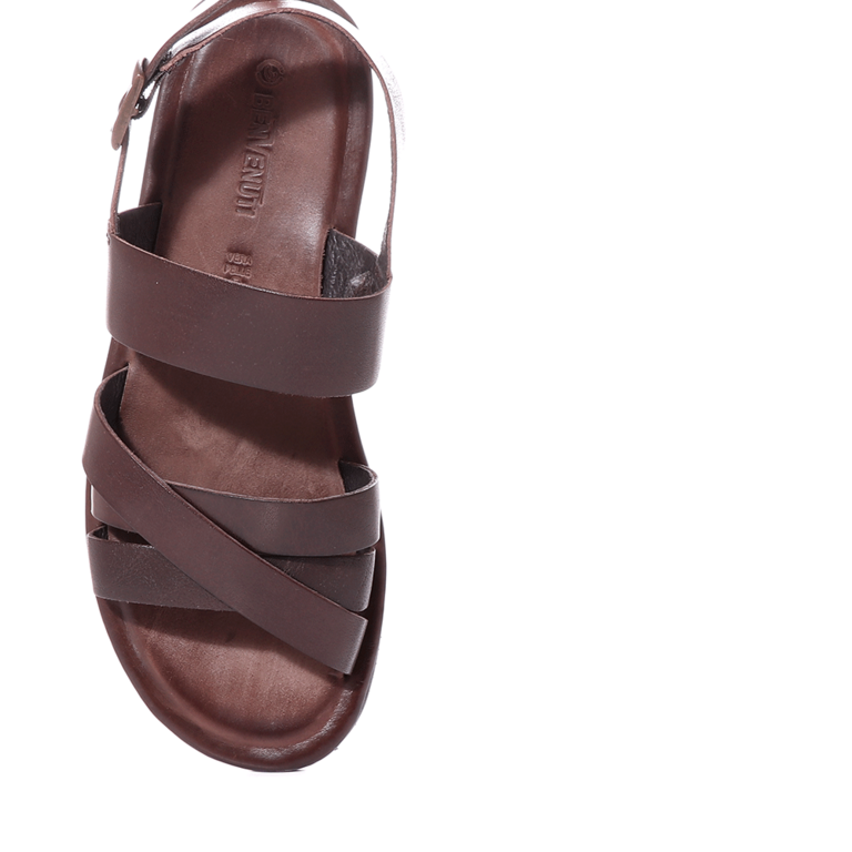 Benvenuti men's sandals in brown leather 1101BS22334M
