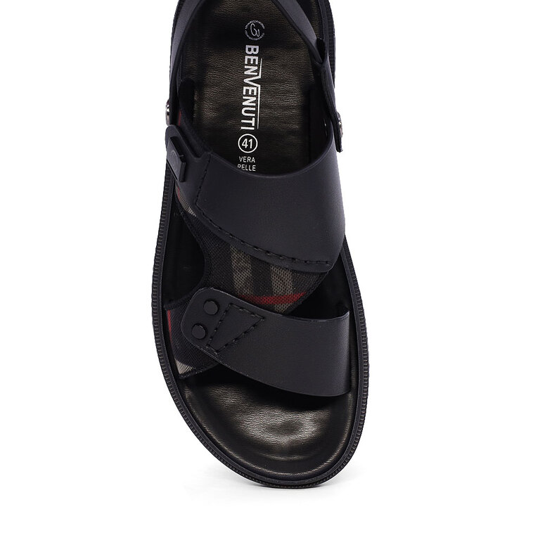 Men's Benvenuti Black Leather Sandals 3857BS756N