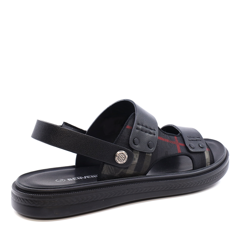 Benvenuti men sandals in black genuine leather 3855BS12753N