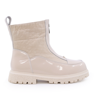 Children beige leather and textile boots Benvenuti 3796FG310BE