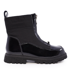 Children black leather and textile boots Benvenuti 3796FG310N
