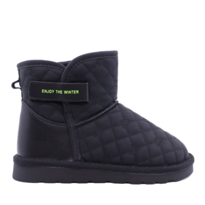 Children black fur-lined boots Benvenuti made of leather 3796FG201N