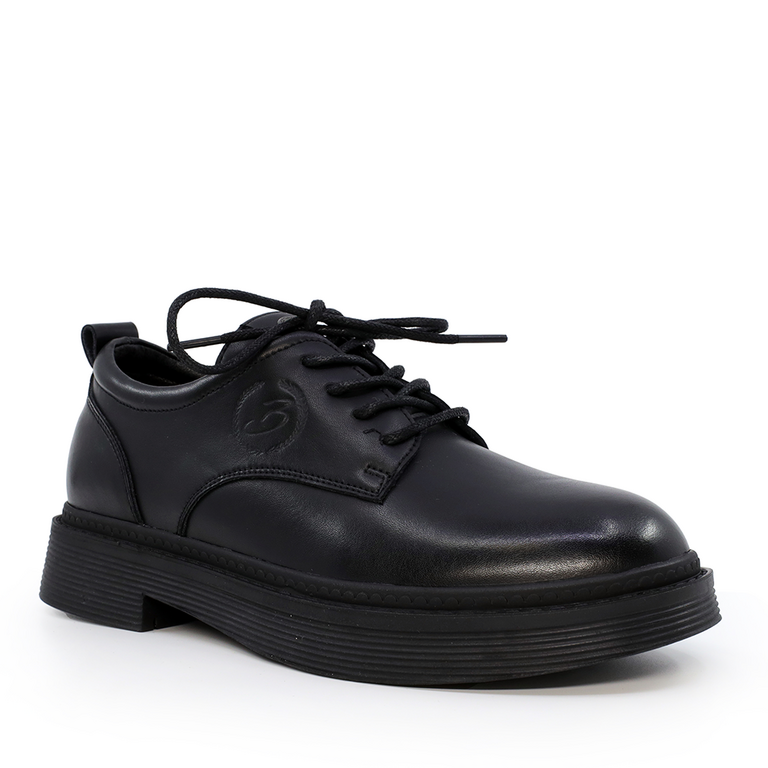 Benvenuti kids derby shoes in black leather 3795FP206N