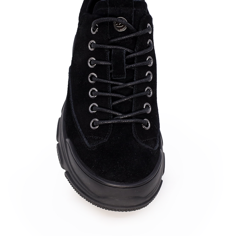 Benvenuti kids lace up shoes in black suede leather 3795FP205VN