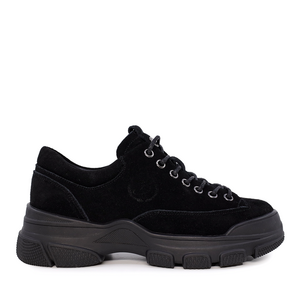 Benvenuti kids lace up shoes in black suede leather 3795FP205VN