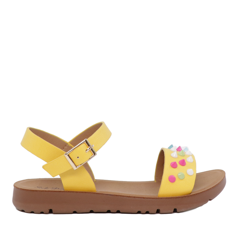 Sandale fete Benvenuti galbene cu ținte colorate 2575FS3318G