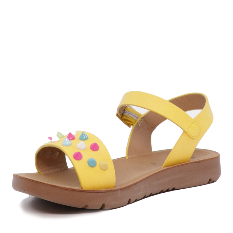 Sandale fete Benvenuti galbene cu ținte colorate 2575FS3318G
