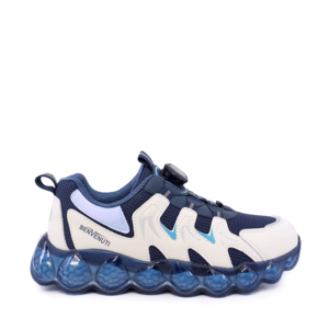 Sneakers baieți Benvenuti bleumarin din piele și  material textil  3791MP014BL