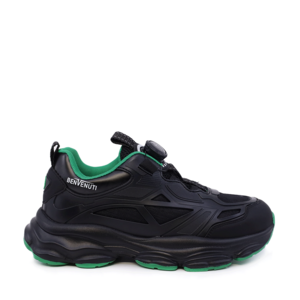 Sneakers baieți Benvenuti negri din material textil și sintetic 3791MP025N