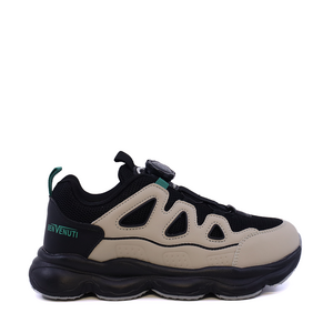 Sneakers baieți Benvenuti negri din piele și  material textil  3791MP019N