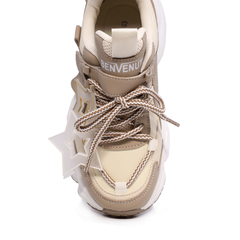 Benvenuti children's beige leather and textile sneakers 3797FP160BE