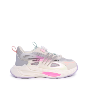 Benvenuti children's white leather and textile sneakers with colored details 3797FP150A