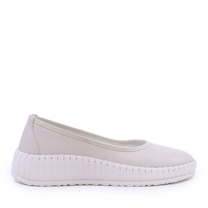 Benvenuti women's white leather flexible ballet flats 519DP6489A