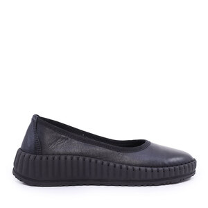 Benvenuti black leather women's flexible ballet flats 519DP6489N