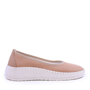 Benvenuti women's nude leather flexible ballet flats 519DP6489NU